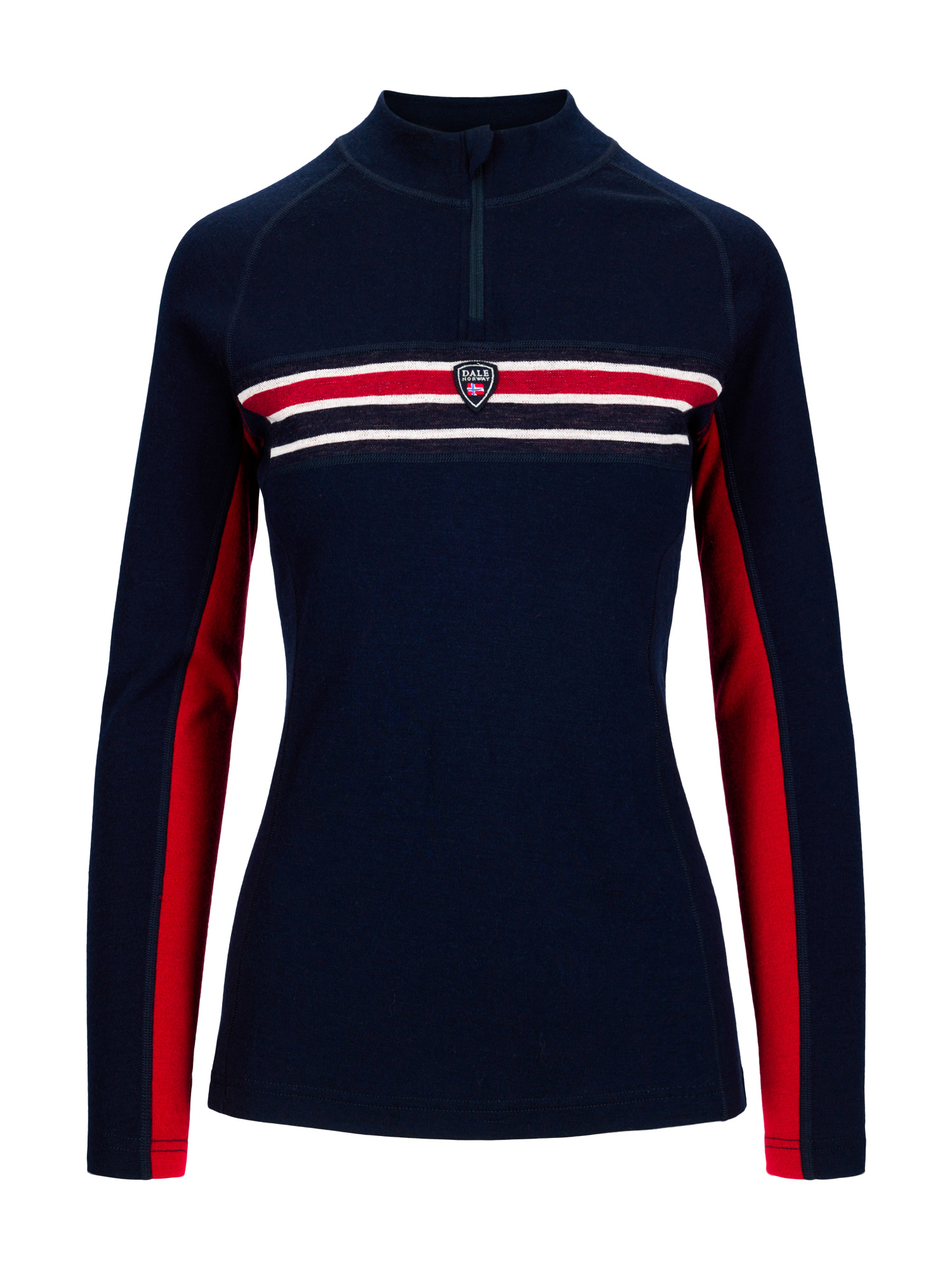 Aksla Women's Half Zip Baselayer Navy Red OffWhite