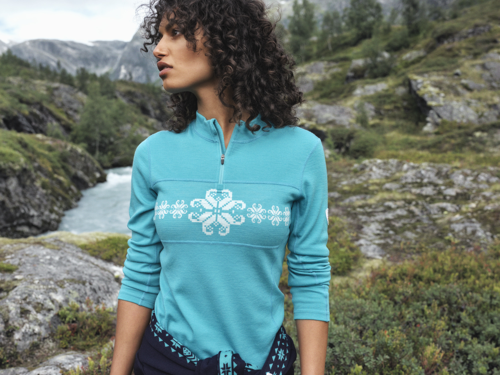 Falkeberg Women's Half Zip Baselayer Peacock Offwhite