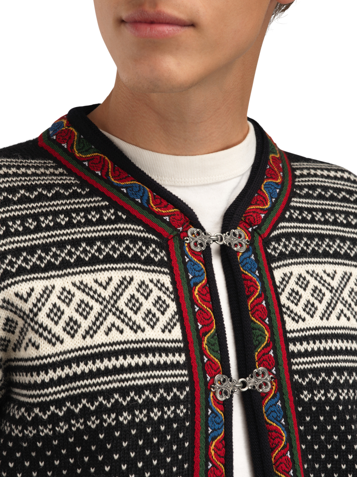 Setesdal Lusekofte Jacket - Norwegian Wool  Black Offwhite