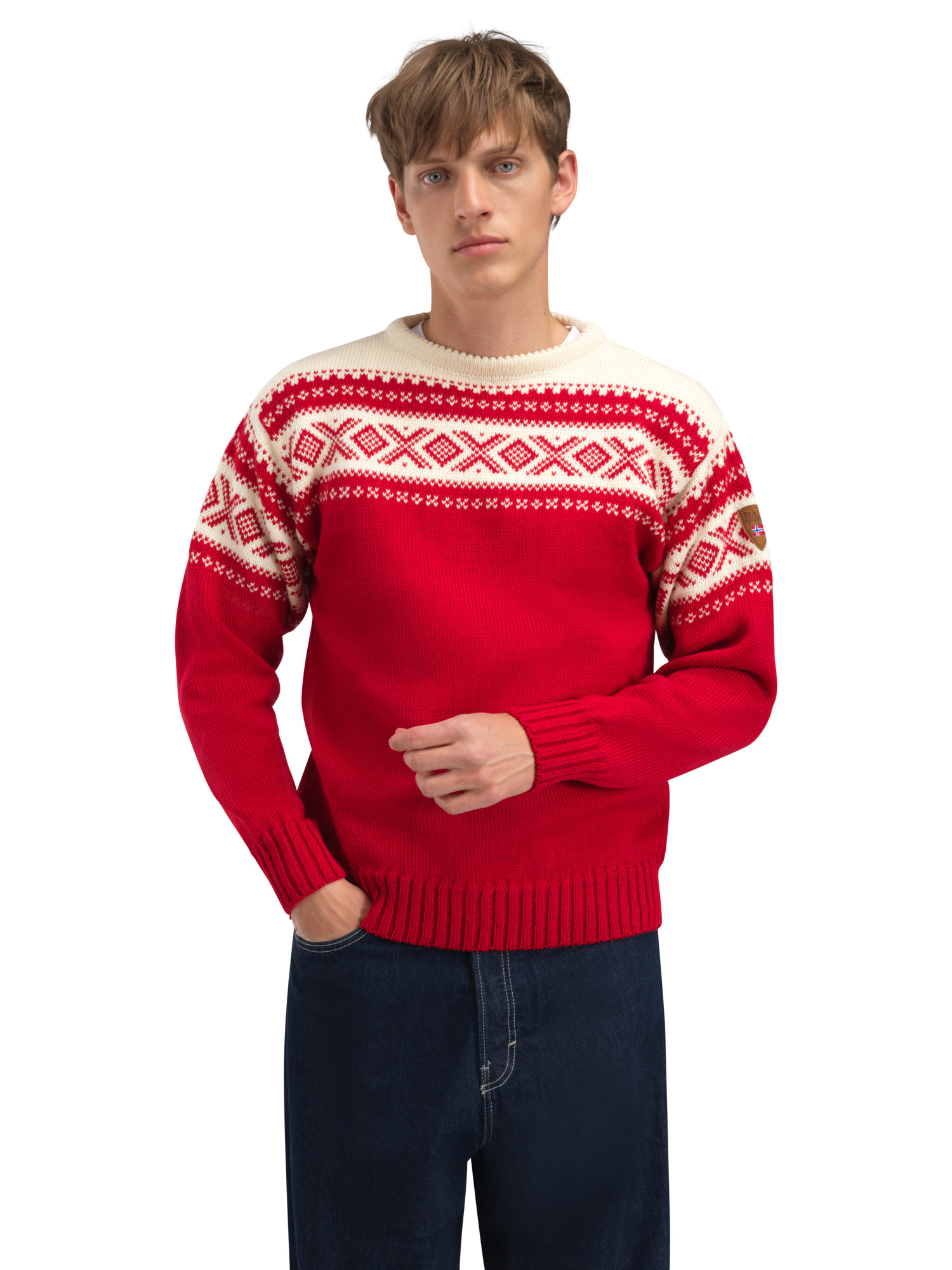 Cortina 1956 Sweater - Norwegian Wool Raspberry Offwhite