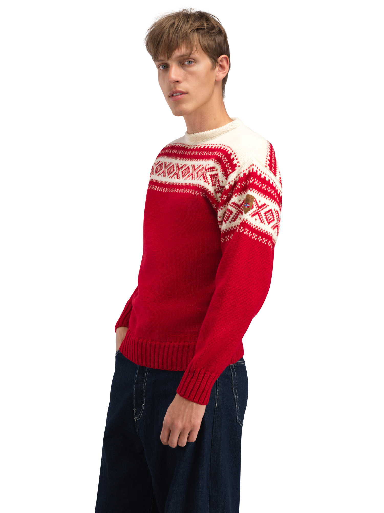 Cortina 1956 Sweater - Norwegian Wool Raspberry Offwhite