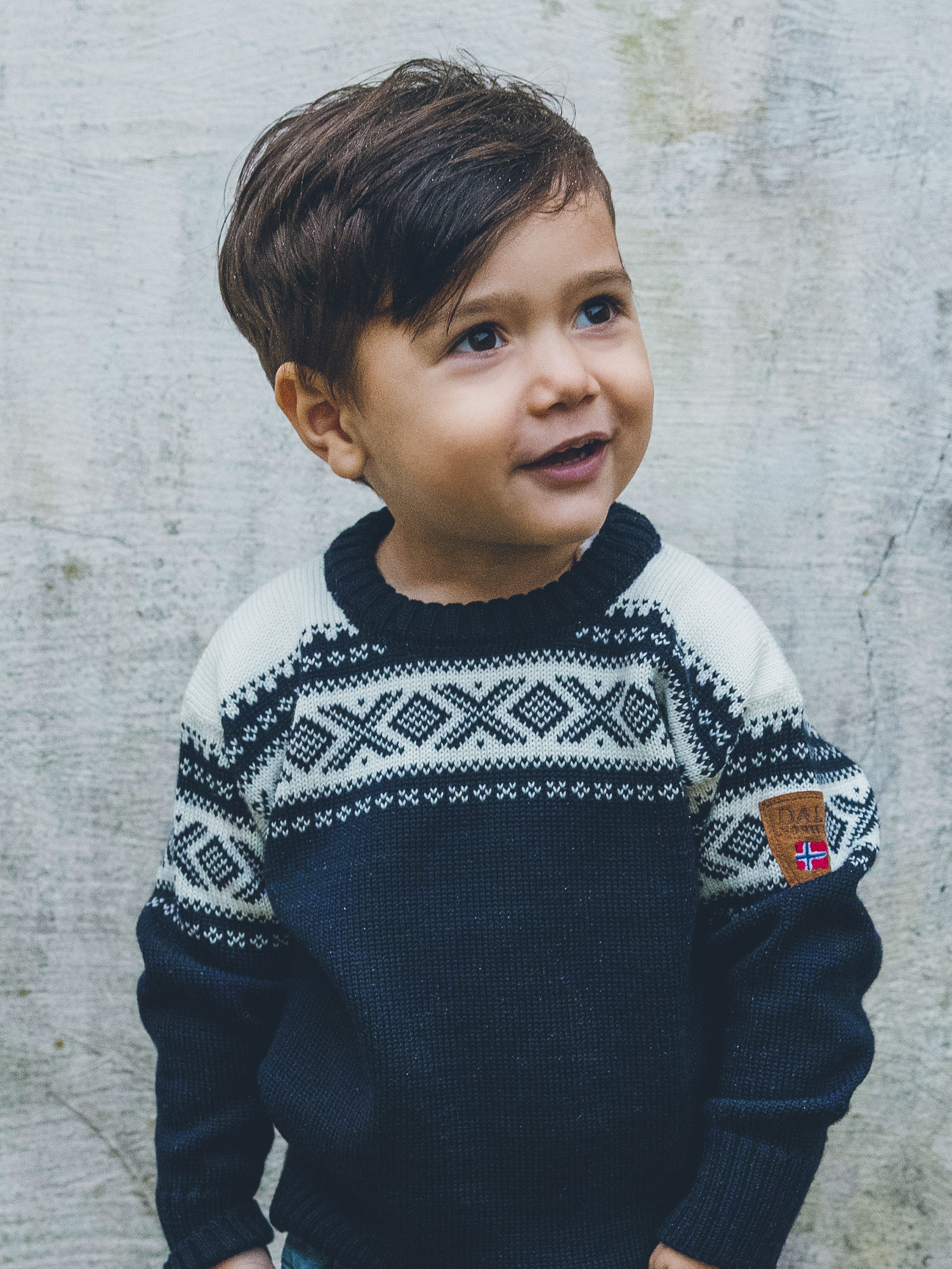 Cortina Kids’ Sweater - Merino Wool Navy Offwhite