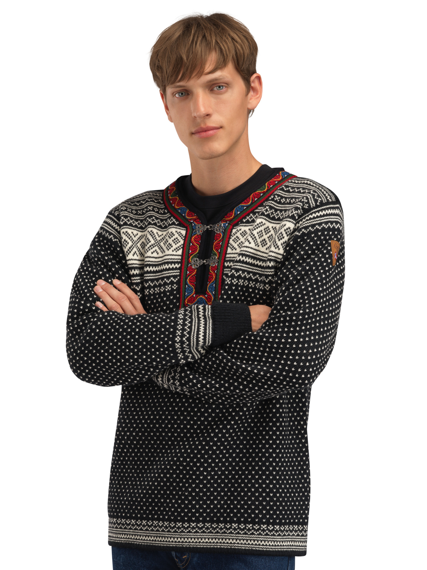 Setesdal Lusekofte Sweater - Norwegian Wool Black Offwhite