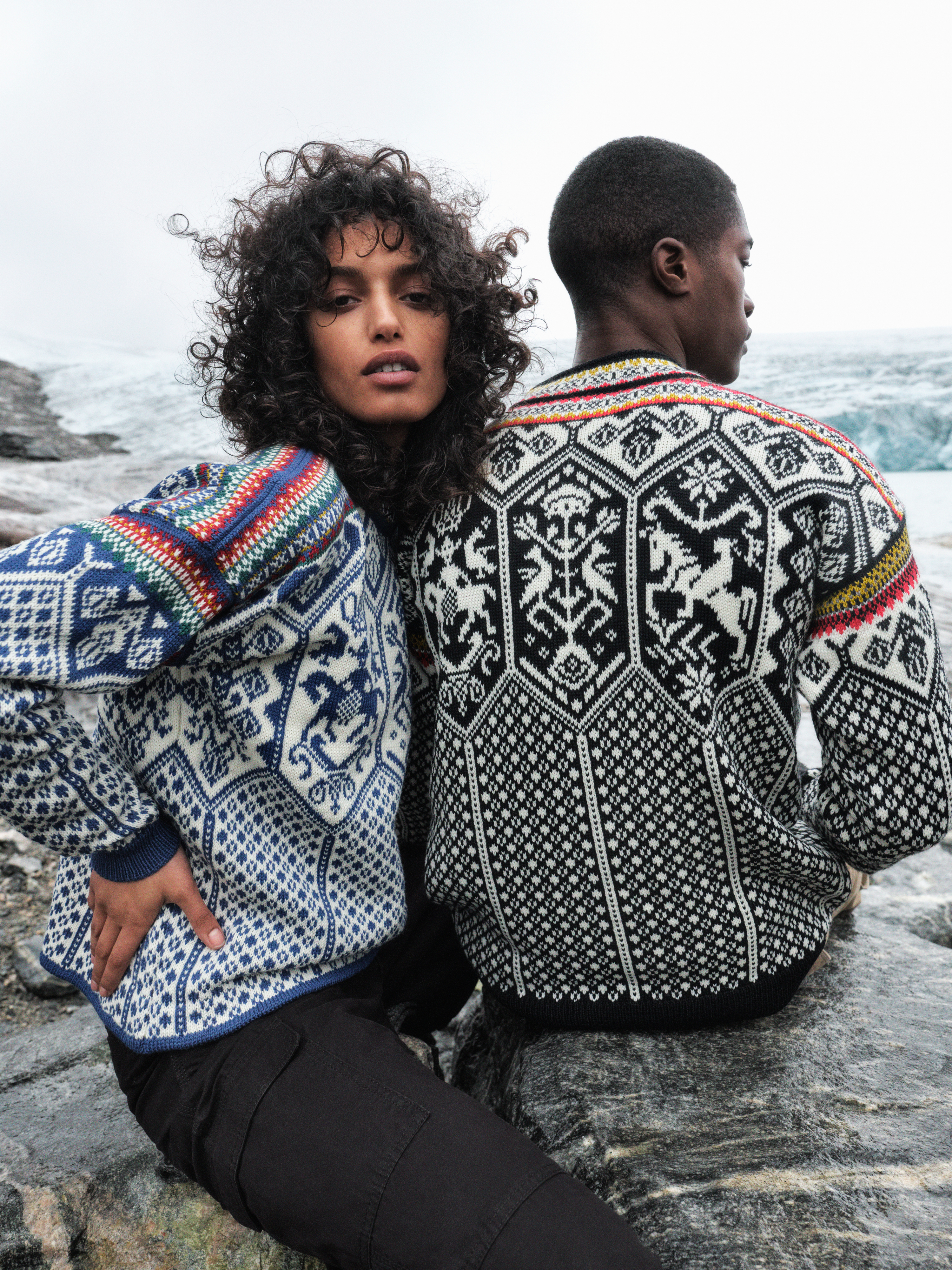 1994 Lillehammer women’s sweater Indigo Offwhite Mustard