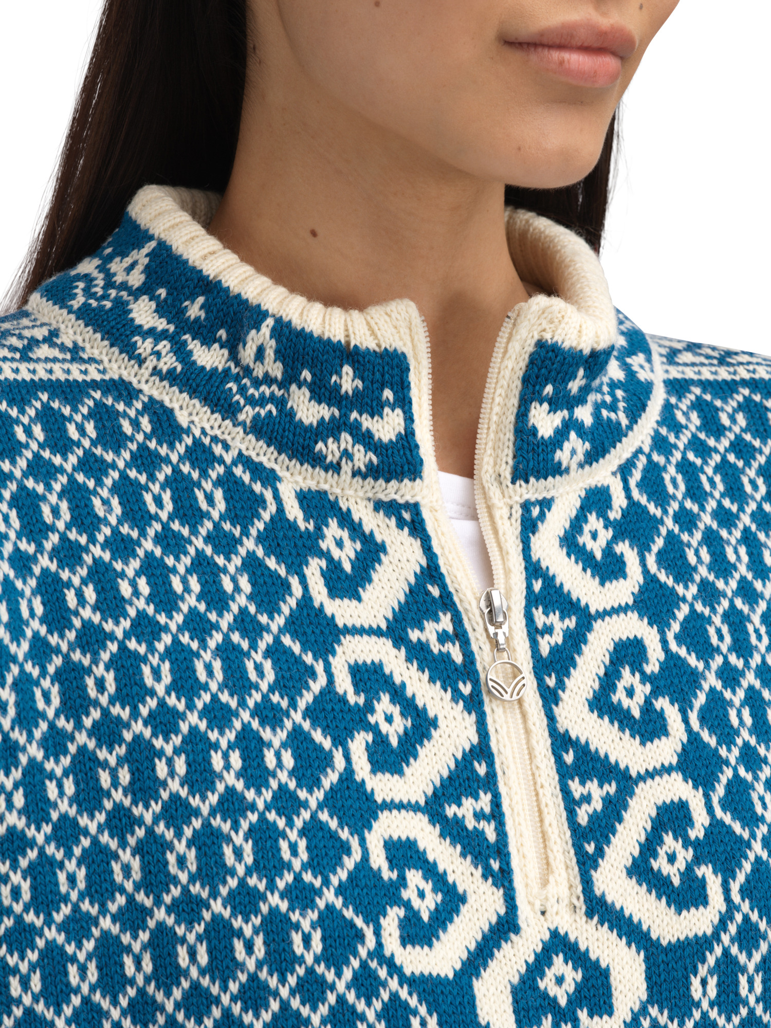 Leknes Women's Sweater Arctic Blue Offwhite