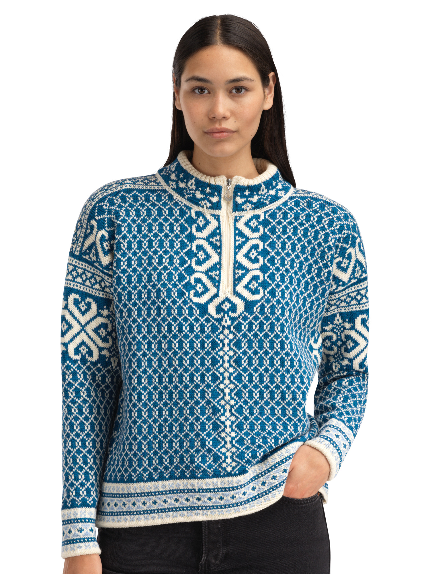 Leknes Women's Sweater Arctic Blue Offwhite