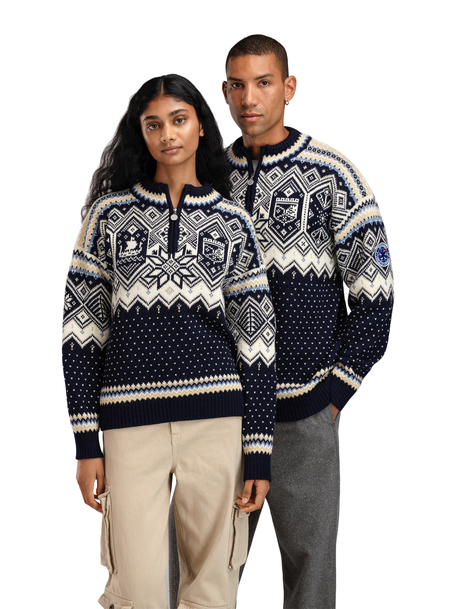 2025 Trondheim Women's Wool Sweater Navy Offwhite Sandmel.