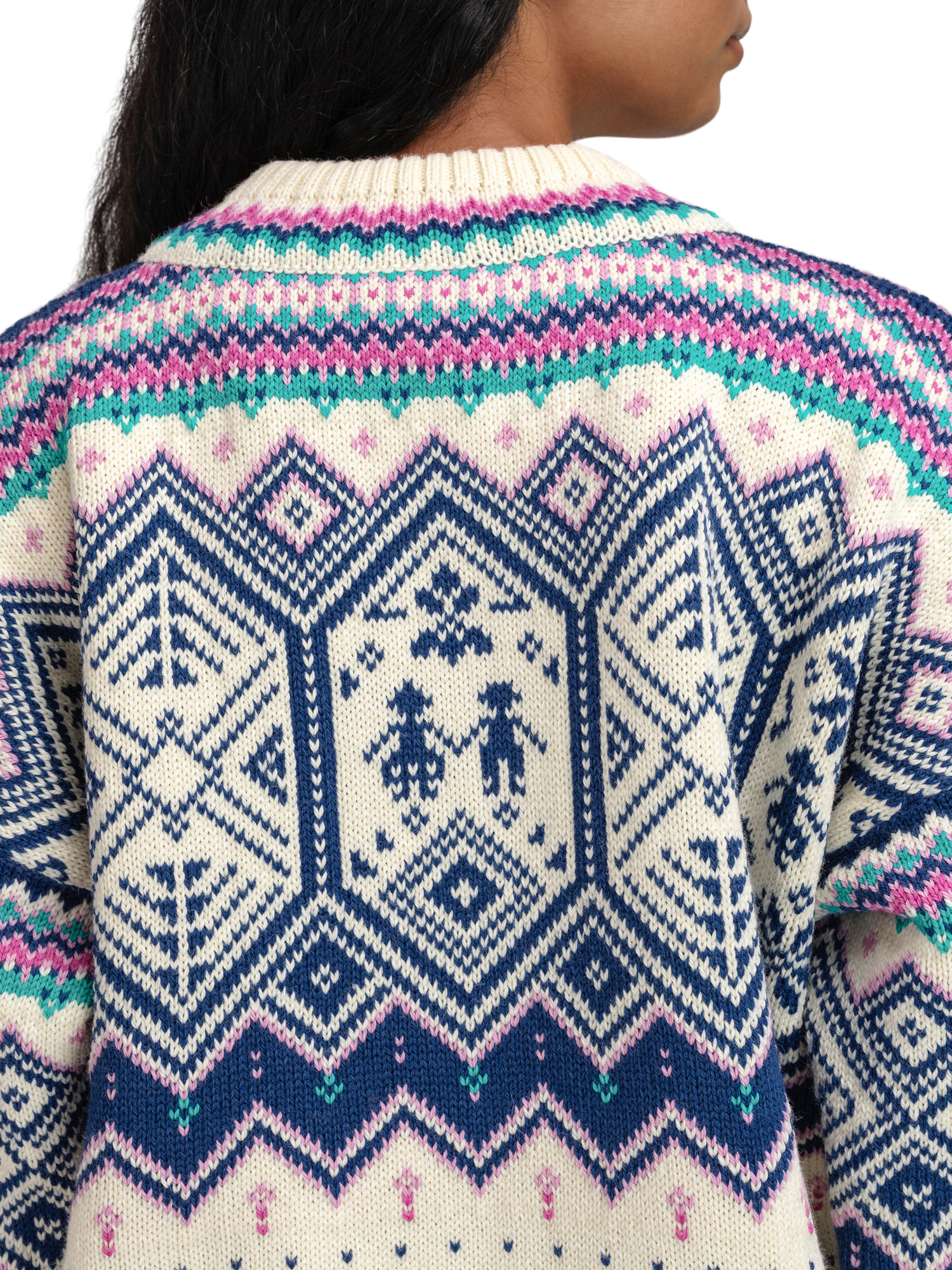 2025 Trondheim Women's Wool Sweater Offwhite  Indigo  Orchid