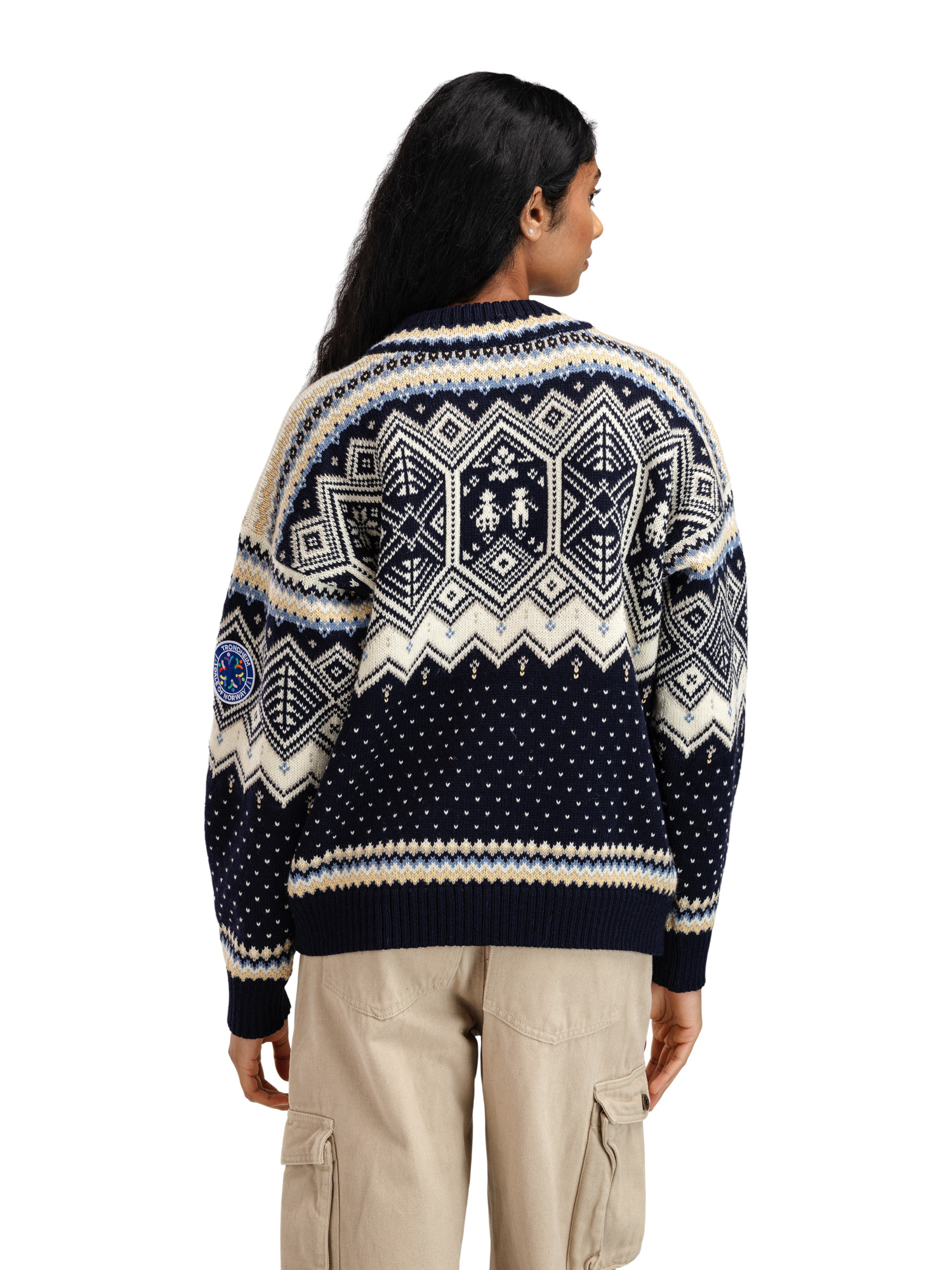 2025 Trondheim Women's Wool Sweater Navy Offwhite Sandmel.