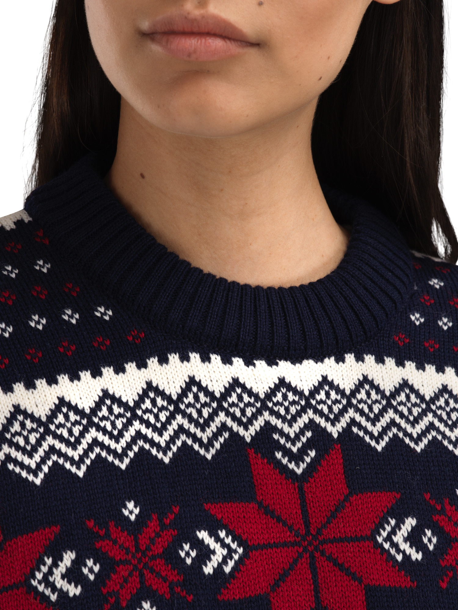 Egersund Women's Sweater Marine Offwhite Red
